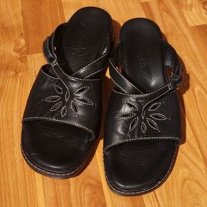 Clarks Black Women's Sandals with Floral Cutouts